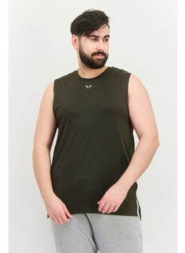 SQUATWOLF Men Sportswear Fit Sleeveless Training Vest, Khaki  - Image 1
