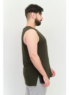 SQUATWOLF Men Sportswear Fit Sleeveless Training Vest, Khaki  - Image 2