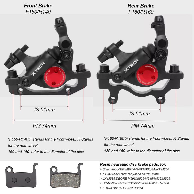 catazer MTB Road HB-100 MTB Road Line Pulling Hydraulic Disc Brake Calipers Front & Rear Mountain Bike Disc Brake E-Bike Disc Brake (1 Pair Black) - Image 3