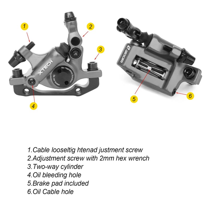 catazer MTB Road HB-100 MTB Road Line Pulling Hydraulic Disc Brake Calipers Front & Rear Mountain Bike Disc Brake E-Bike Disc Brake (1 Pair Black) - Image 4