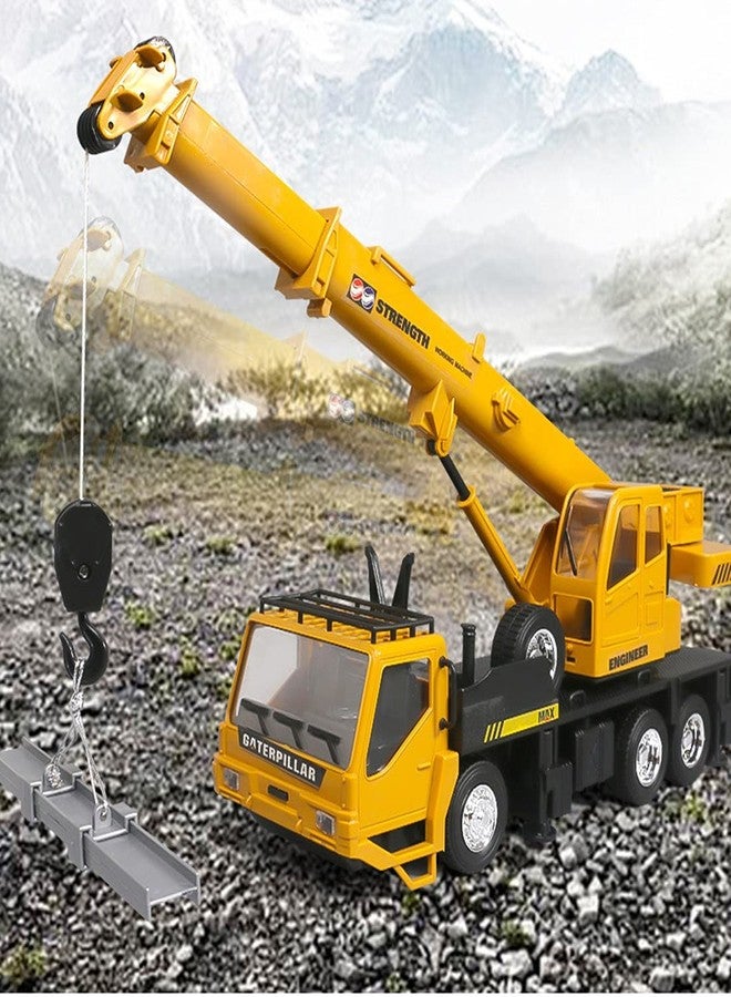 WEECOC RC Crane Construction Tractor Remote Control Large Crane Truck wiht Light and Sound Rechargeable Electronics Hobby Toys for Kids Boys Child (Yellow) - Image 3