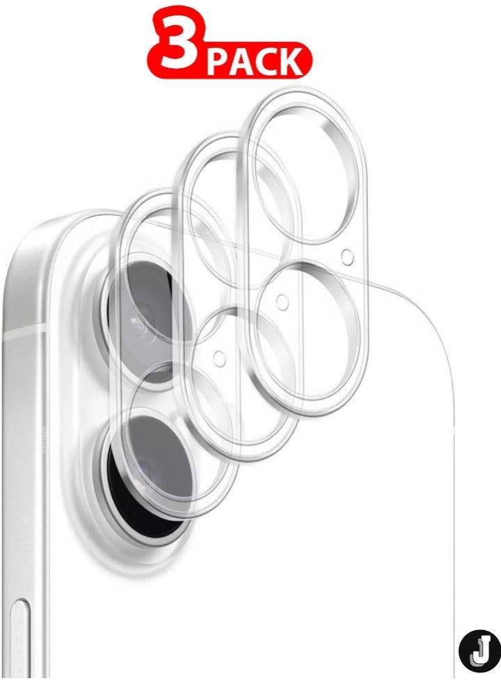 JAJEEK "New 3-Pack iPhone 16 Plus Camera Lens Protector – Ultra HD Tempered Glass, 9H Hardness, Anti-Scratch, Case-Friendly, Easy Installation Clear Lens Cover" - Image 1