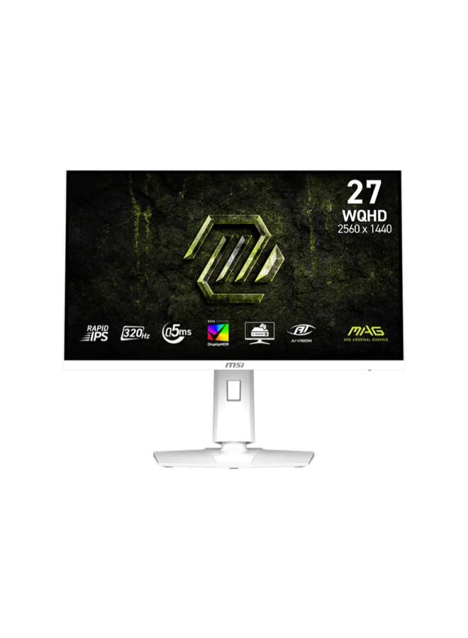 MSI MAG 274QRFW X32 Gaming Monitor 27" 2K WQHD Rapid IPS Gaming Monitor – 320Hz, 0.5ms, HDR400, FreeSync Premium, G-Sync Compatible, HDMI 2.1, DisplayPort 1.4, White | 9S6-3CE49H-028 - Image 1