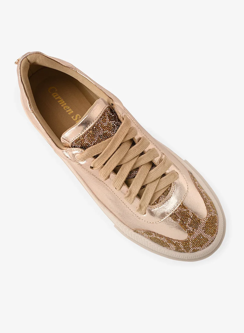 Carmen Steffens  Golden Sneakers with Giraffe Print for Women | Best Price UAE