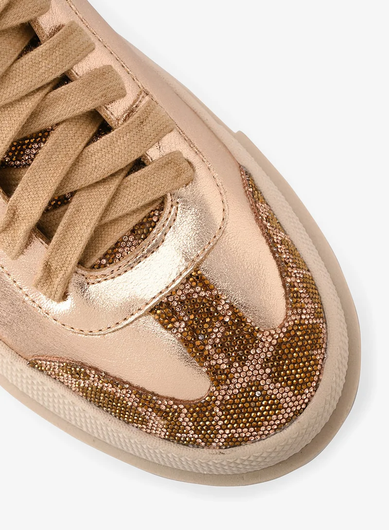 Carmen Steffens  Golden Sneakers with Giraffe Print for Women | Best Price UAE