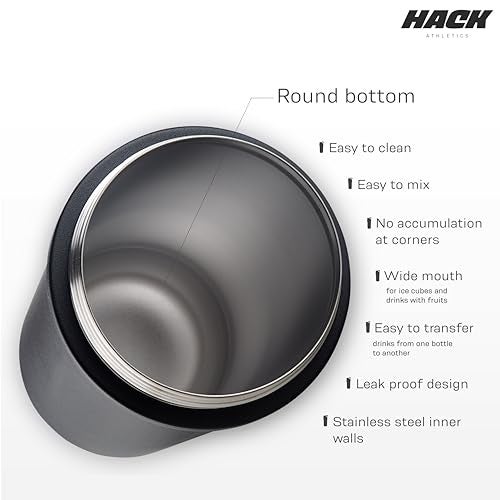 Hack Athletics Premium Stainless Steel Insulated Shaker Bottles for Gym, Protein Shaker, Pre Workout Bottle, Water Bottle for Men and Women, BPA Free Material 100% Leakproof | 709ML (Black) - Image 4