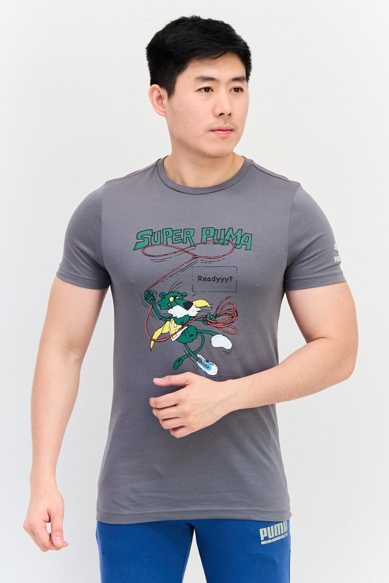 PUMA Men Sportswear Fit Graphic Print Outdoor T-Shirt, Grey - Image 1