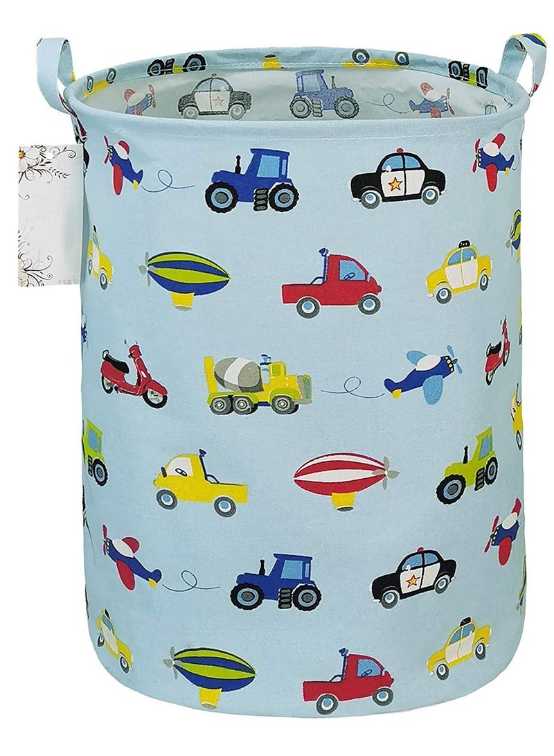 Beauenty Laundry Hamper Storage Bins Nursery Hamper Canvas Foldable Large Storage Baskets for Kids Boys Girls Toys Room, Nursery, Home,Gift Basket, Office, Bedroom, Clothes(Car) - Image 1