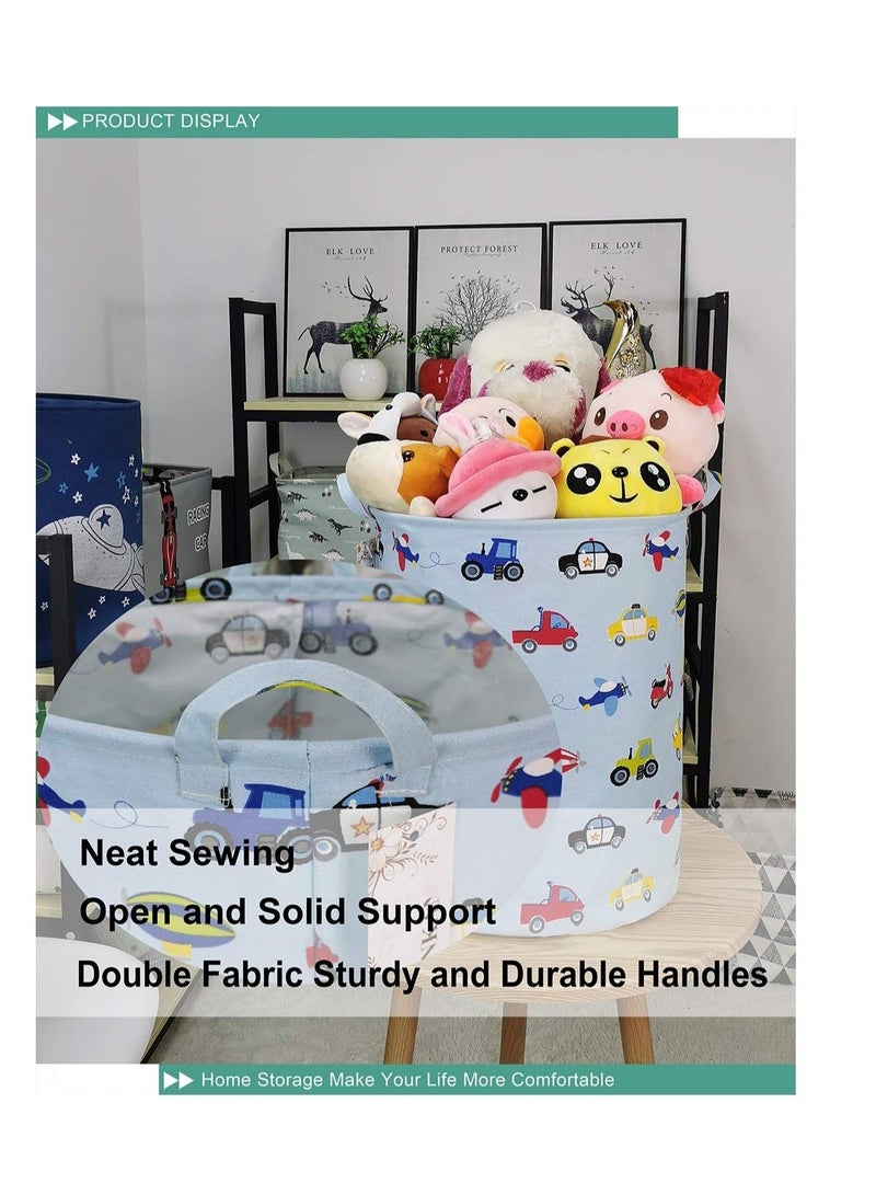 Beauenty Laundry Hamper Storage Bins Nursery Hamper Canvas Foldable Large Storage Baskets for Kids Boys Girls Toys Room, Nursery, Home,Gift Basket, Office, Bedroom, Clothes(Car) - Image 4