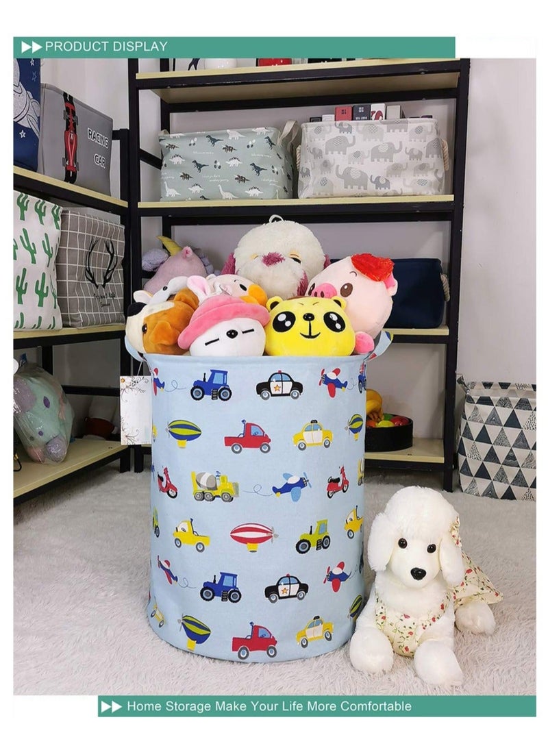 Beauenty Laundry Hamper Storage Bins Nursery Hamper Canvas Foldable Large Storage Baskets for Kids Boys Girls Toys Room, Nursery, Home,Gift Basket, Office, Bedroom, Clothes(Car) - Image 3