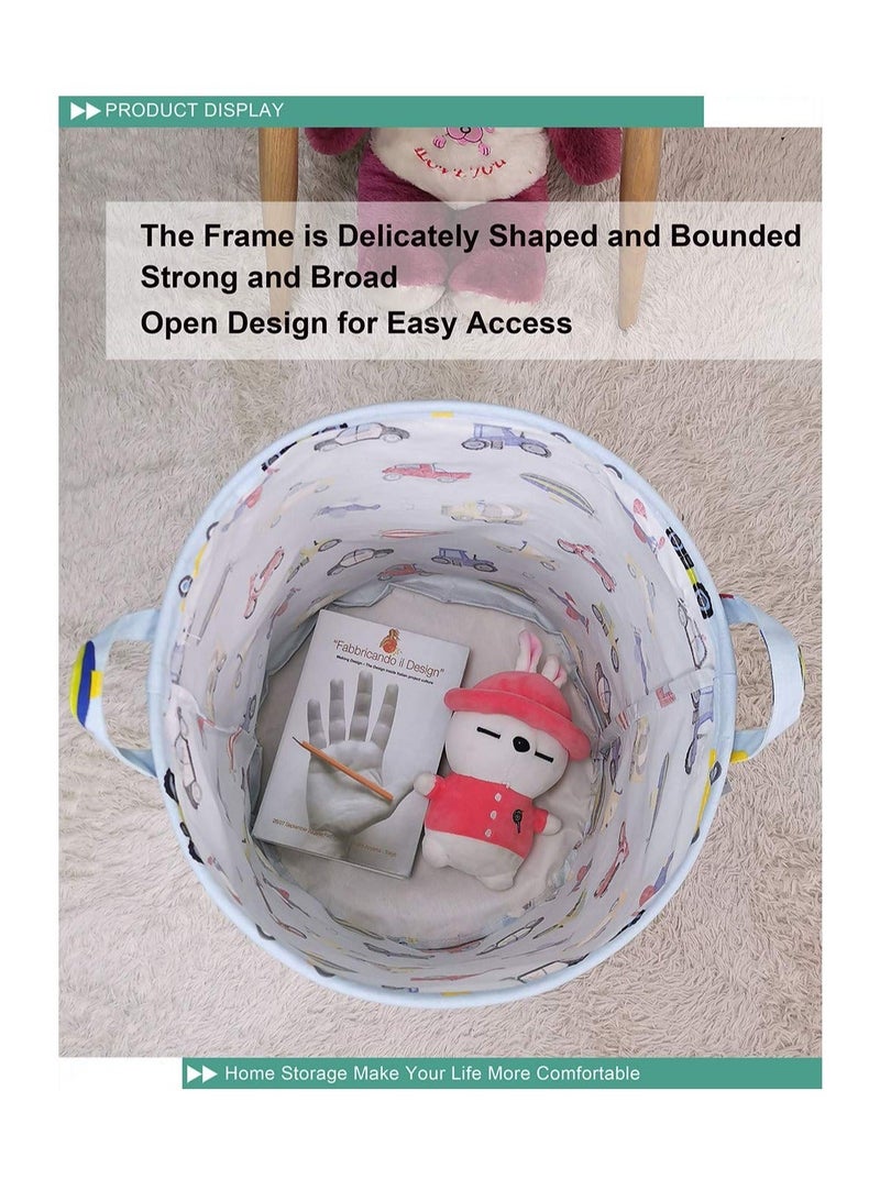 Beauenty Laundry Hamper Storage Bins Nursery Hamper Canvas Foldable Large Storage Baskets for Kids Boys Girls Toys Room, Nursery, Home,Gift Basket, Office, Bedroom, Clothes(Car) - Image 5