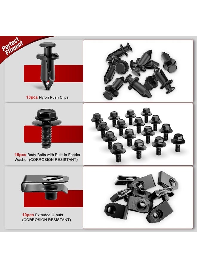 Nilight 35PCS Engine Under Cover Splash Shield Guard Body Bolts Bumper Fender Liner Push Retainer Fastener Rivet Clips Extruded U-Nuts - Image 5