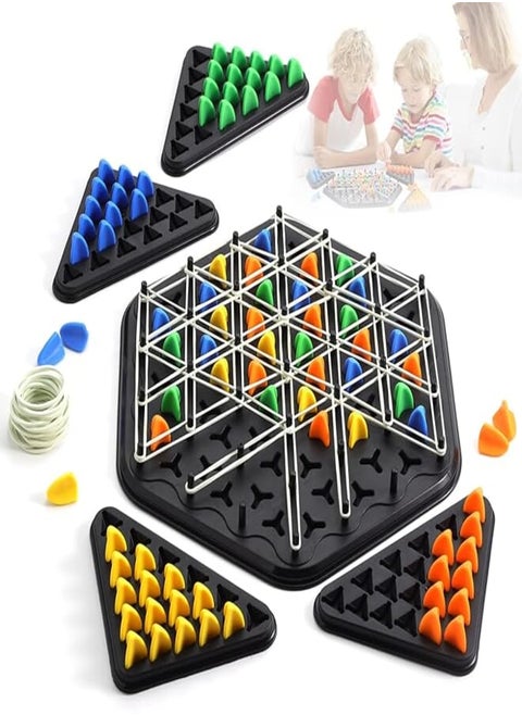 Hbaid Triggle Game with Rubber Bands, Chain Triangle Chess Game, Board Games Triangle, Chains Triangle Game, Triggle Board Game, Triangle Chess Board Game for 2-4 People