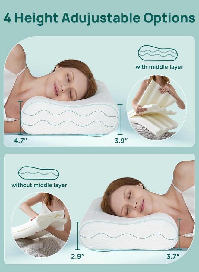 Releep Cervical Neck Pillow, Side Sleeper Pillow for Neck Pain Relief, Adjustable Contour Pillow for Sleeping, Ergonomic Memory Foam Pillow, Orthopedic Cooling Pillow Back Stomach Sleeping, Queen Size - Image 2