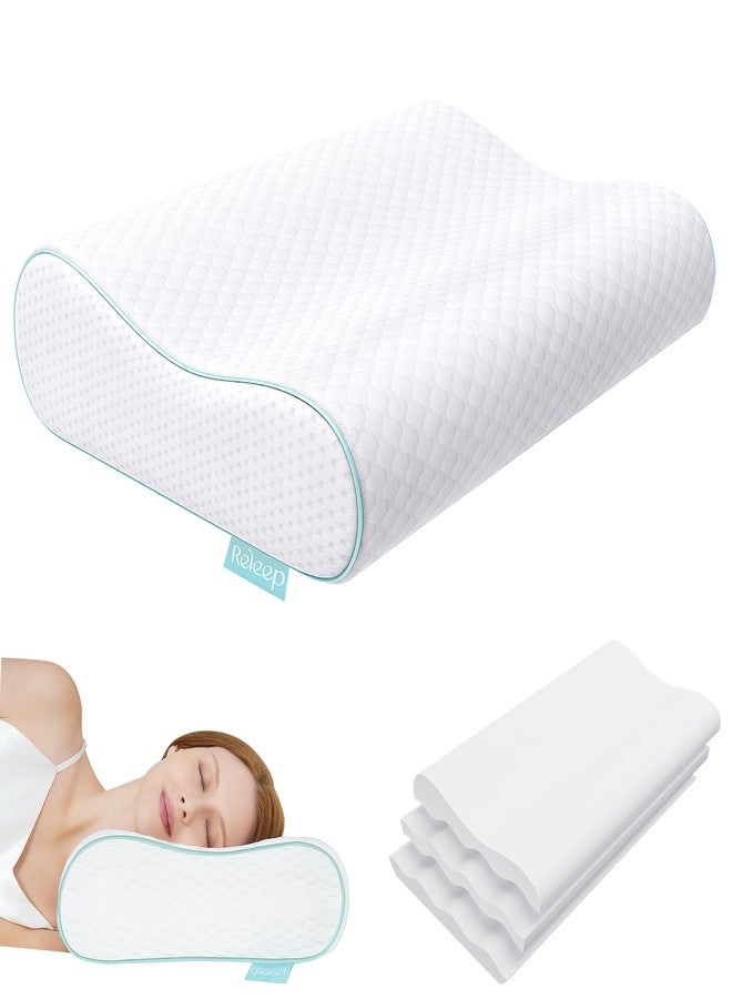 Releep Cervical Neck Pillow, Side Sleeper Pillow for Neck Pain Relief, Adjustable Contour Pillow for Sleeping, Ergonomic Memory Foam Pillow, Orthopedic Cooling Pillow Back Stomach Sleeping, Queen Size - Image 1