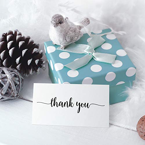 321Done Thank You Notecards Small (Set of 50) Business Card Size 3.5" x 2" - For Gifts, Parties, Weddings, and Any Occasion- Made in USA - White - Image 3
