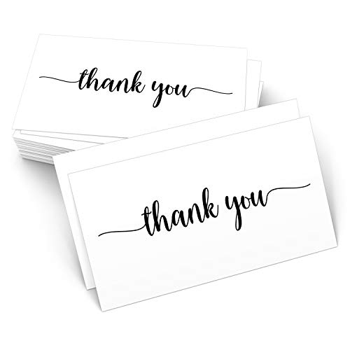 321Done Thank You Notecards Small (Set of 50) Business Card Size 3.5" x 2" - For Gifts, Parties, Weddings, and Any Occasion- Made in USA - White - Image 1