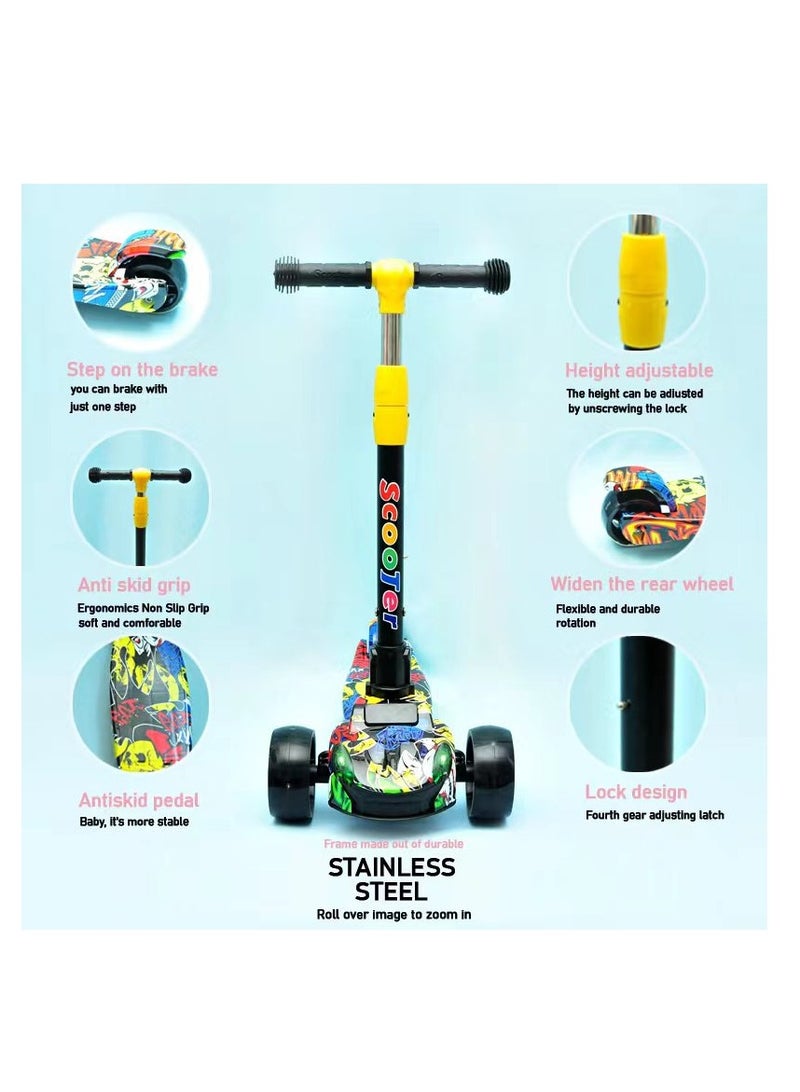 Kick Scooter for Kids, 3 Wheels Toddlers Scooter for 6 Years Old Boys Girls Learn to Steer - Kids Scooter with Adjustable Height, Extra-Wide Deck, Flashing Wheel Lights.  - Image 2