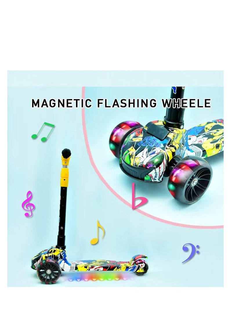 Kick Scooter for Kids, 3 Wheels Toddlers Scooter for 6 Years Old Boys Girls Learn to Steer - Kids Scooter with Adjustable Height, Extra-Wide Deck, Flashing Wheel Lights.  - Image 3