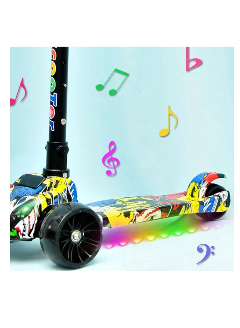 Kick Scooter for Kids, 3 Wheels Toddlers Scooter for 6 Years Old Boys Girls Learn to Steer - Kids Scooter with Adjustable Height, Extra-Wide Deck, Flashing Wheel Lights.  - Image 4
