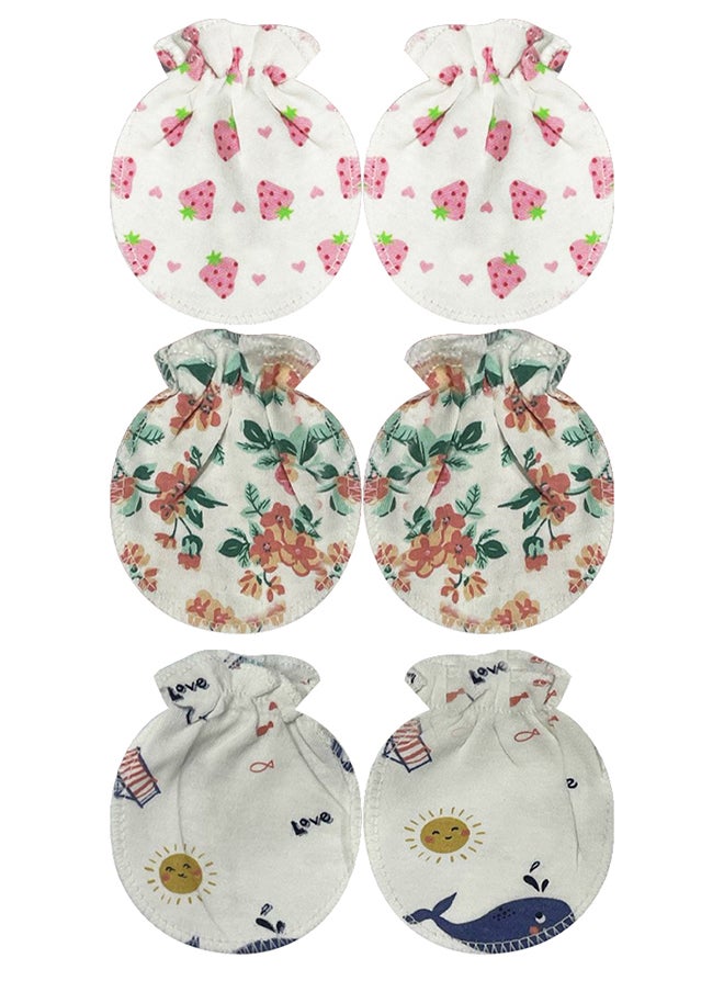 MARGOUN 3 Packs Newborn Baby Mittens Anti Scratch Baby Mittens No Scratch Mittens Baby Gloves for 0-6 Months Boys Girls Multicolour  - Image 2