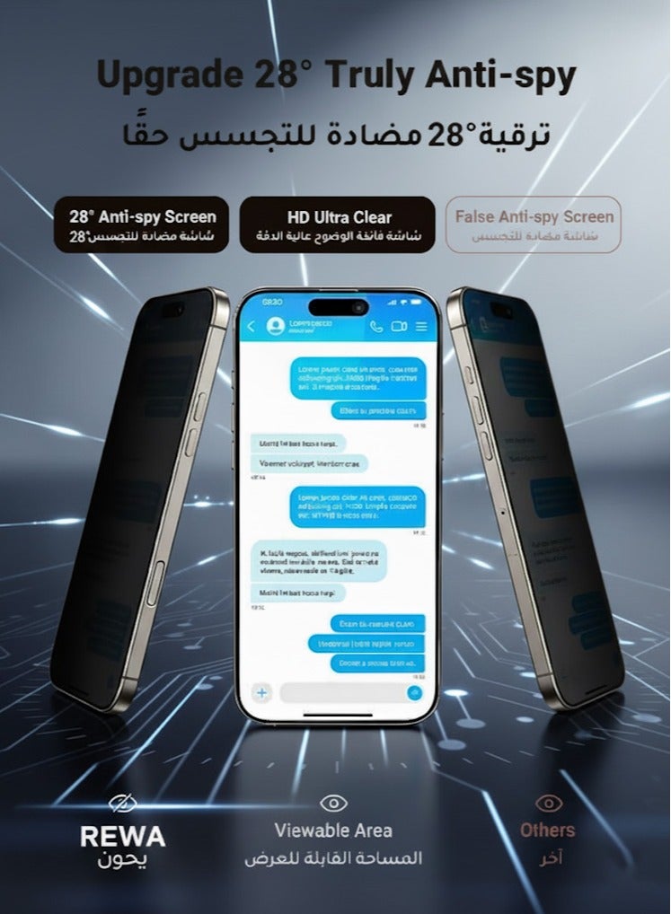 REWA Privacy Tempered Glass for iPhone 17 Pro Max , 6.9 - Anti-Spy Screen Protector, 9H Hardness, Scratch Resistant, Bubble-Free Installation - Image 4