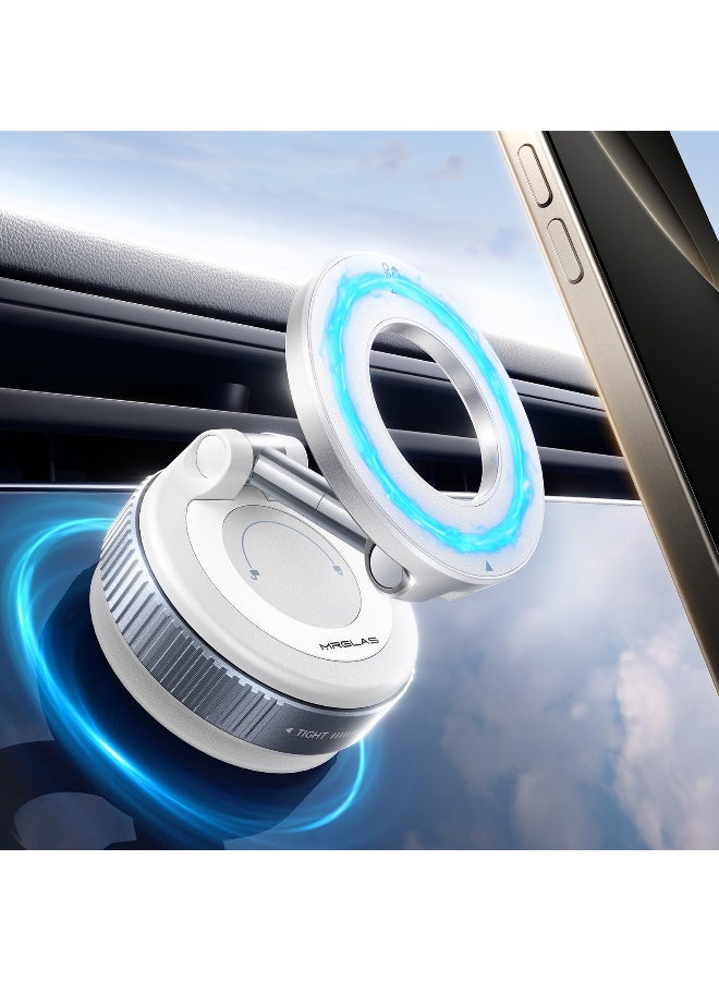 X-level Vacuum Magnetic Suction Cup Phone Mount 360° Rotation, for Magsafe HandsFree Adjustable Magnetic Car Phone Holder Magnetic Phone Holder Suitable Car Truck Accessories [89+LBS Suction & 2800gf Magnetic] for Car/Gym/Mirror/Smooth Surface  - Image 2