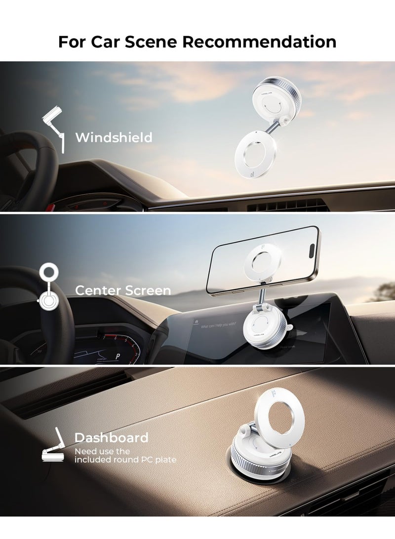 X-level Vacuum Magnetic Suction Cup Phone Mount 360° Rotation, for Magsafe HandsFree Adjustable Magnetic Car Phone Holder Magnetic Phone Holder Suitable Car Truck Accessories [89+LBS Suction & 2800gf Magnetic] for Car/Gym/Mirror/Smooth Surface  - Image 3