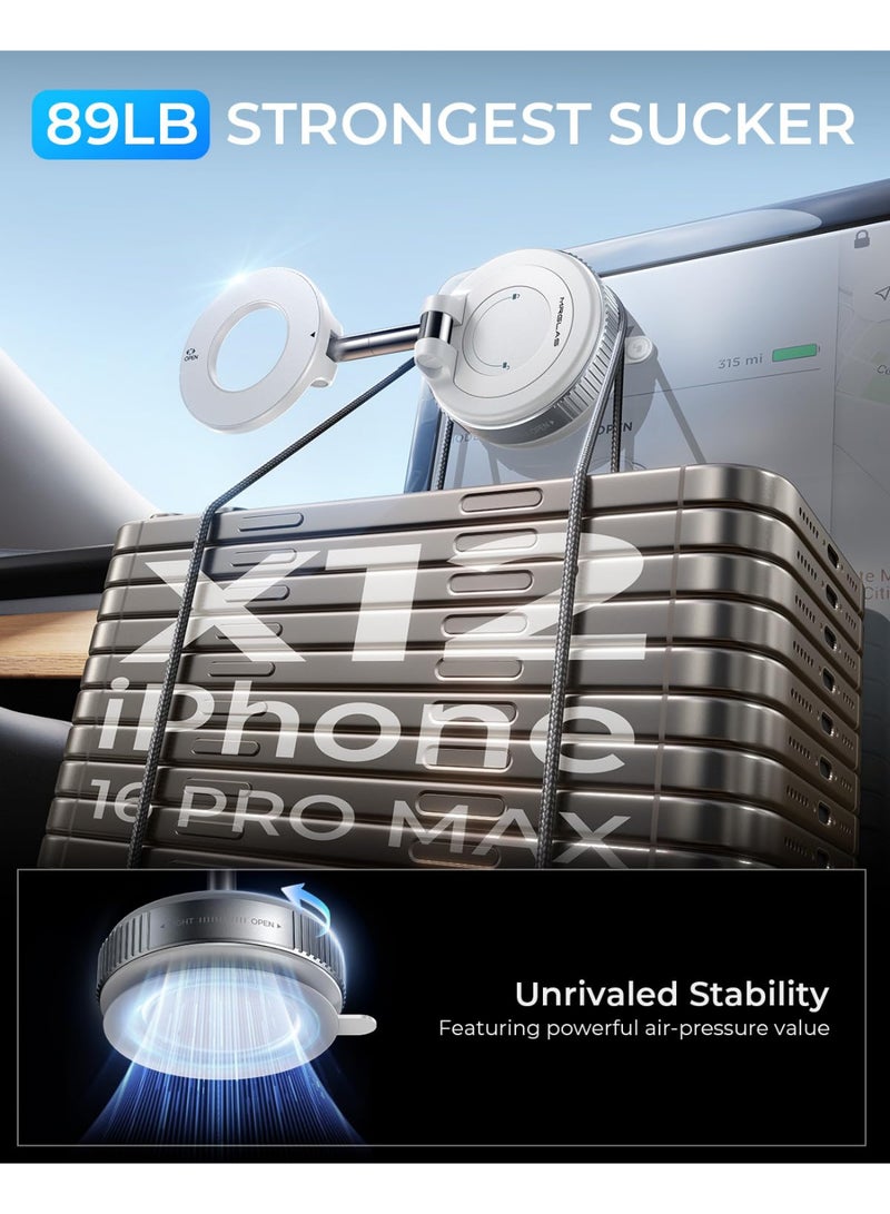 X-level Vacuum Magnetic Suction Cup Phone Mount 360° Rotation, for Magsafe HandsFree Adjustable Magnetic Car Phone Holder Magnetic Phone Holder Suitable Car Truck Accessories [89+LBS Suction & 2800gf Magnetic] for Car/Gym/Mirror/Smooth Surface  - Image 4