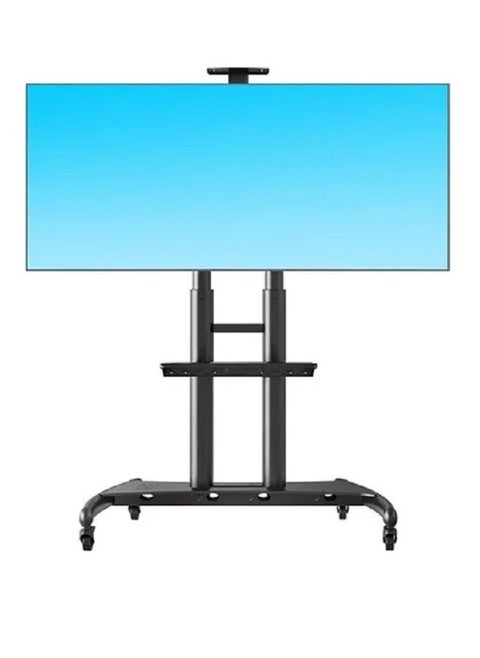 TV Cart Rolling TV Stand with Lockable Wheels for 55 to 80 Inch Plasma LCD LED Flat or Curved Screen TVs up to 100lbs - Height Adjustable (55-80 inch) Black