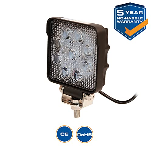 ECCO E92006 LED Work Light 4 Inch Square LED White Work Lamp Flood Beam 27W 1450lm 12V 24V Waterproof for Commercial Vehicle Light Tow Truck Work Truck Construction Vehicle 5 Year Warranty - Image 3