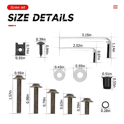 BELOMI Motorcycle Fairing Bolt Kit, 177pcs M5 M6 Motorcycle Windscreen Screws, Aluminum Fasteners Fairing Bolts Nut Clips Kit, Mounting Kits Washers Nuts Screws Assortment for Sport Bikes (Silver/Black) - Image 2