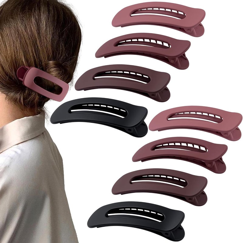 Cptots Fast intercity distribution 8 Pcs Large Lay Flat Claw Clips for Women French Side Slide Barrettes for Thin Fine Hair Rectangle Alligator Hair Accessories,Matte Black Red All climate suitability - Image 1