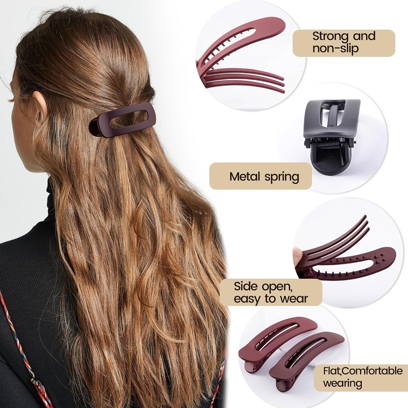 Cptots Fast intercity distribution 8 Pcs Large Lay Flat Claw Clips for Women French Side Slide Barrettes for Thin Fine Hair Rectangle Alligator Hair Accessories,Matte Black Red All climate suitability - Image 4