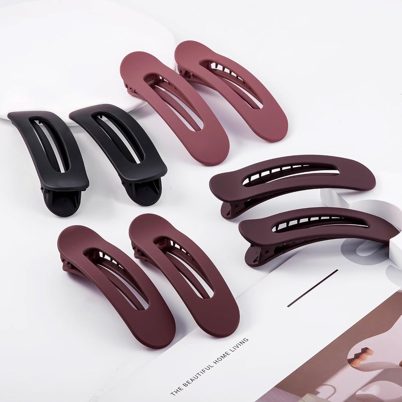 Cptots Fast intercity distribution 8 Pcs Large Lay Flat Claw Clips for Women French Side Slide Barrettes for Thin Fine Hair Rectangle Alligator Hair Accessories,Matte Black Red All climate suitability - Image 3