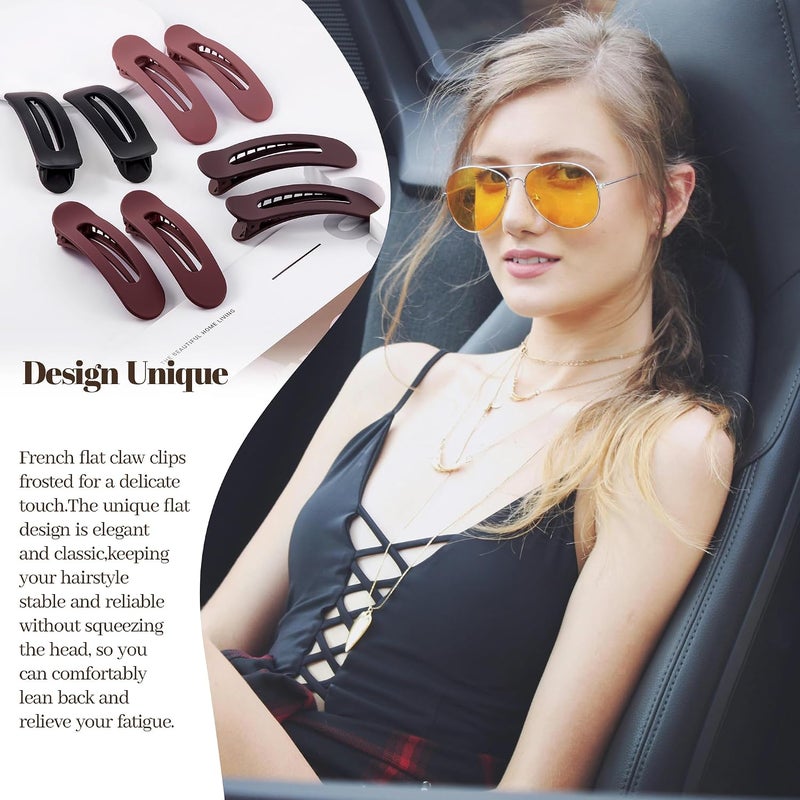 Cptots Fast intercity distribution 8 Pcs Large Lay Flat Claw Clips for Women French Side Slide Barrettes for Thin Fine Hair Rectangle Alligator Hair Accessories,Matte Black Red All climate suitability - Image 5