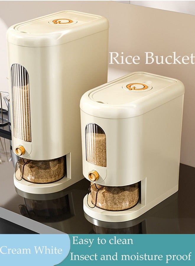 Rice bucket 5kg/10kg Nordic Rice Storage Box with Time Scale Narrow Type Rice Bucket Household sealed rice tank Barrel Sealed Dispenser for Flour Grains Kitchen Storage Container Insect-Proof - Image 1
