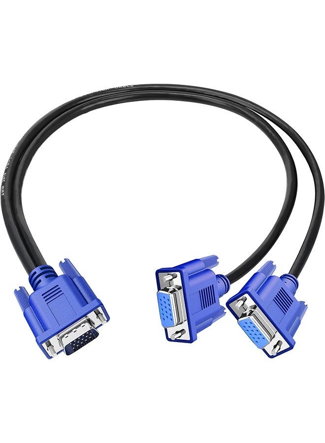 HY 1ft Full HD 1080P VGA Splitter Cable Dual VGA Monitor Y Cable 1 Male to 2 Female Adapter Converter Video Cable for Screen Duplication - Image 1