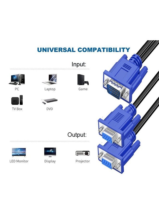 HY 1ft Full HD 1080P VGA Splitter Cable Dual VGA Monitor Y Cable 1 Male to 2 Female Adapter Converter Video Cable for Screen Duplication - Image 2