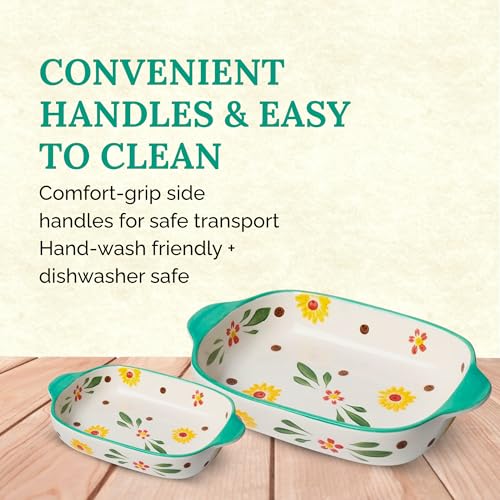 OLWICK Rectangular 1Pcs Ceramic Serving Bowl/Dish, 600ml Baking Dish, Microwave Safe Casserole Dishes for Oven, Lasagna Pans Deep with Handles for Kitchen (Light Green) - Image 5