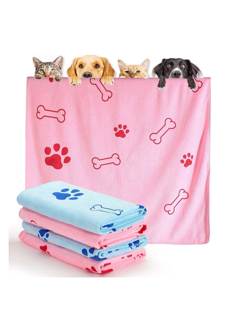 Y&D 4 Pieces Dog Towels for Drying Dogs Puppy Towel Bulk Microfiber Absorbent Pet Bathing Supplies Quick Paw Medium Cats Pets Shower 23.6 x 39.4 Inch  - Image 1