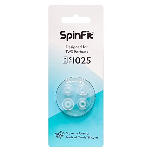 SpinFit CP1025- ML/M- Medical Grade Silicone Patented Ear Tips, Secure Fit and Supreme Comfort Fits MTW3, Galaxy Buds 2, Soundcore Space A40 & More (2 Pairs) (for Nozzle Diameter from 4-5.5mm) - Image 1