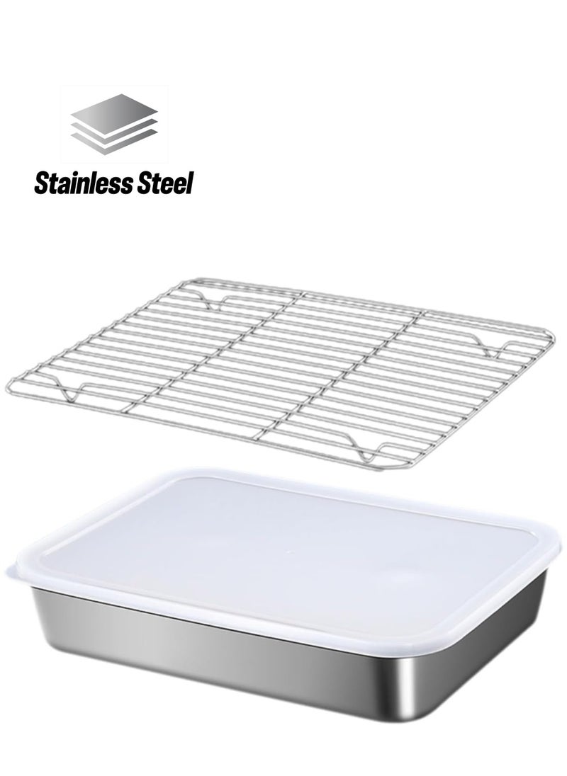 Excefore Dumpling Storage Box for Freezer, Stainless Steel Freezer Food Container with Lid and Mesh Rack Stackable Refrigerator Bins For Kitchen Storage Organizer  - Image 1