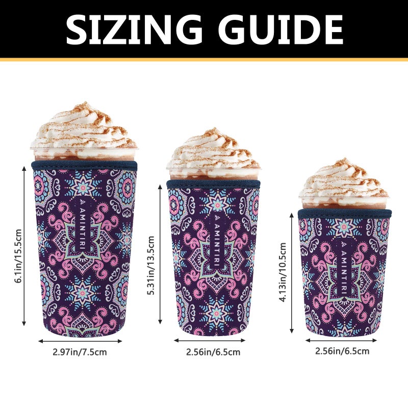 Amintiri 3 Pack Reusable Sleeve for Iced Coffee Cup  Coffee Neoprene Sleeve for Iced&Hot Drinks  Coffee Sleeve Compatible with Starbucks  Dunkin Coffee Cup. (Brust Flower) - Image 2