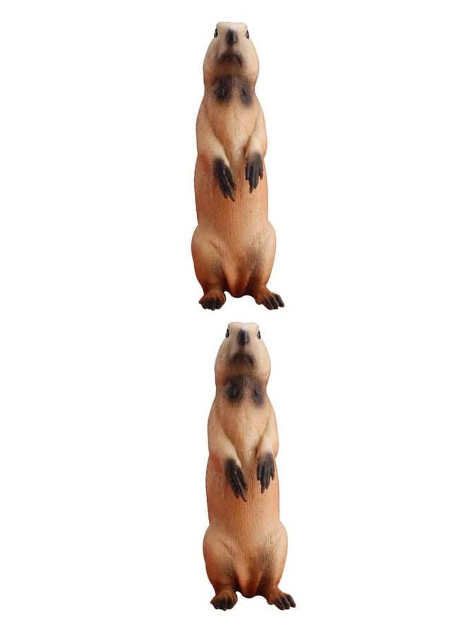 FOYTOKI 2Pcs Groundhog Sculpture Set 4.33In Realistic Animal Models for Garden Yard Home Decor Indoor Outdoor Figurines - Image 1