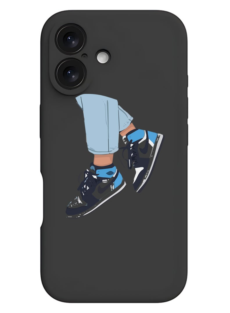 Theodor iPhone 16 Black Protective Slim Fit Case Liquid Silicone Cover with Full Body Protection Anti-Scratch Shockproof Case For iPhone - Sneakers - Image 1