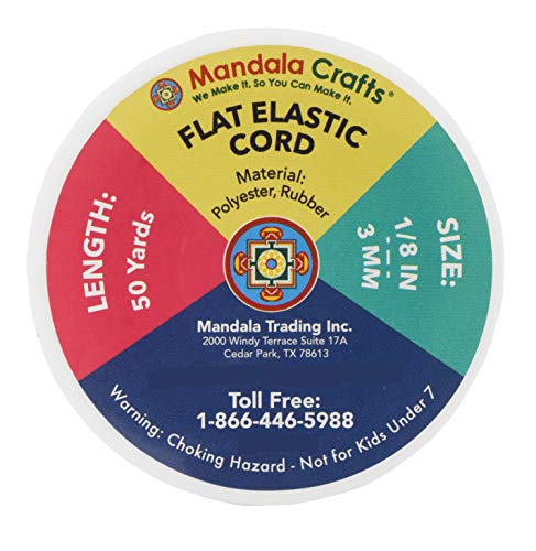 Mandala Crafts 3mm 50 Yds Roll of White Elastic Bands for Sewing - 1/8 Flat Elastics Cord - 1 8 Inch Braided Stretch Straps for Crafting - Image 3