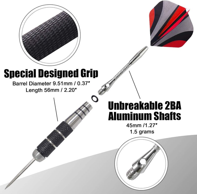 Wsdart ADKX Steel Tip Darts 12 Pack Set with Nonslip Iron Barrel Aluminum Dart Shafts and Flights + Darts Sharpener + an Gift Box - Image 3
