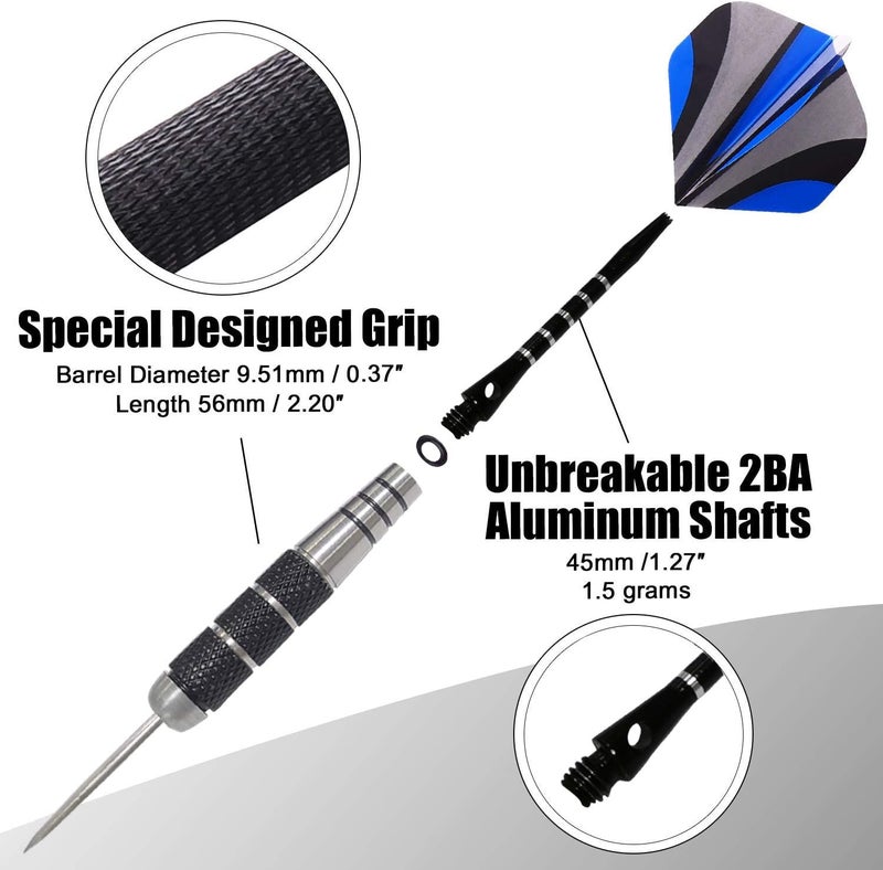 Wsdart ADKX Steel Tip Darts 12 Pack Set with Nonslip Iron Barrel Aluminum Dart Shafts and Flights + Darts Sharpener + an Gift Box - Image 4