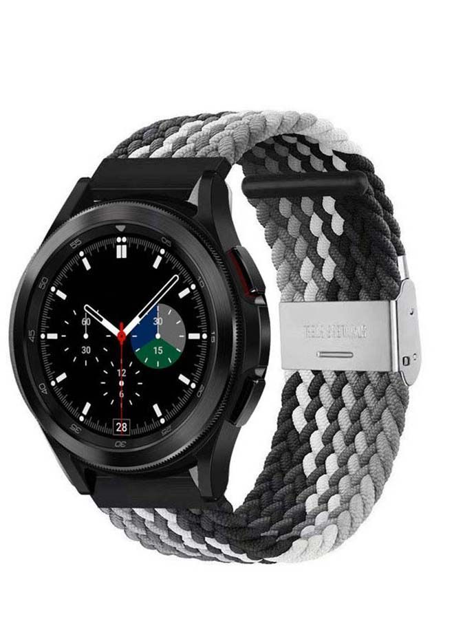 NIBEMINENT Adjustable Braided Band for Samsung Galaxy Watch4 Black/Grey  - Image 2